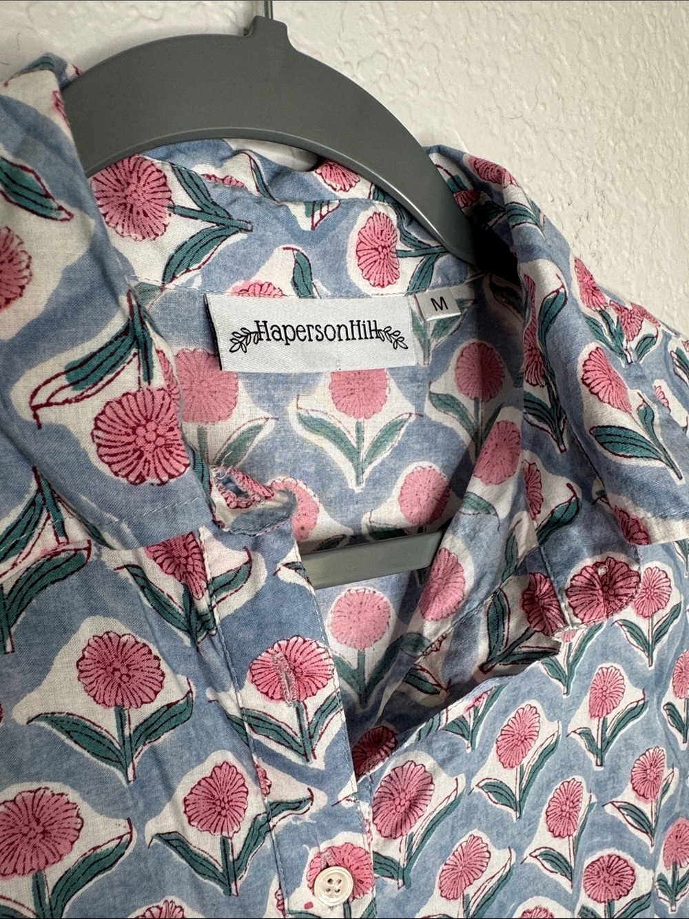 Haperson Hill Floral Midi Dress Medium 100% Cotton Button Nursing Bump Summer - Picture 3 of 7